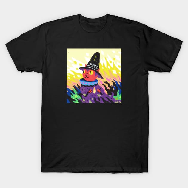 Black Mage Meow T-Shirt by Clement